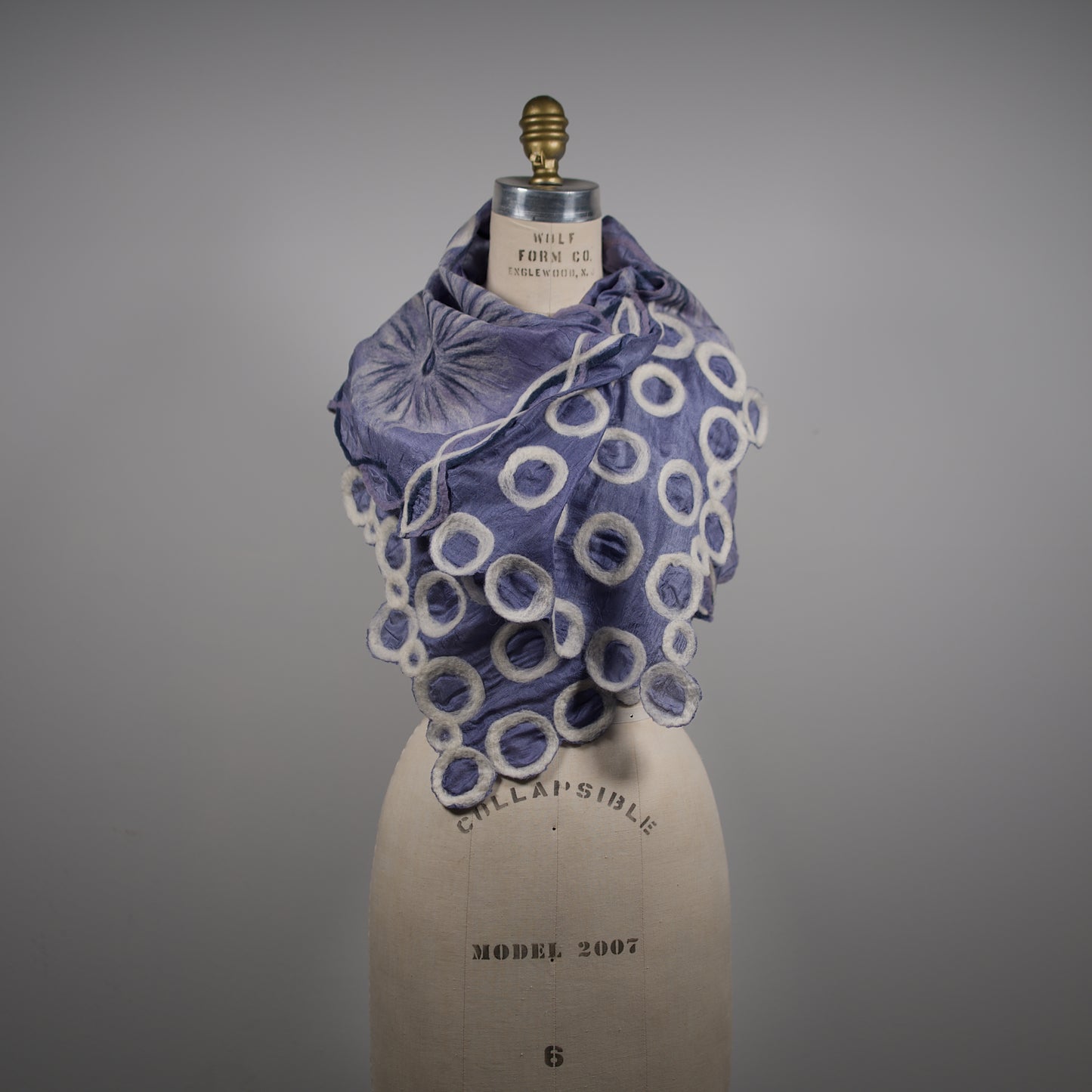 Lavender Silk Scarf with Geometric Felt Ornaments