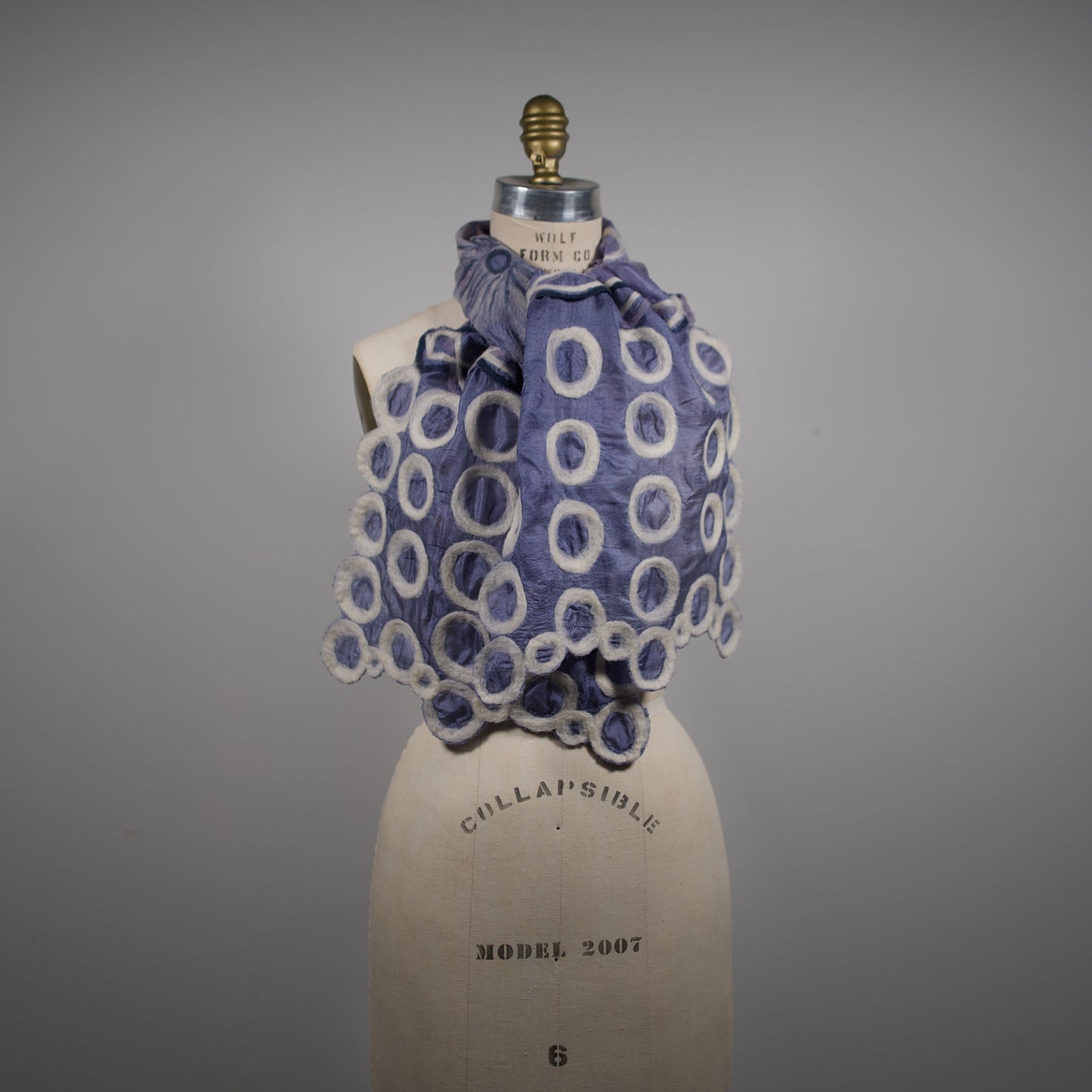 Lavender Silk Scarf with Geometric Felt Ornaments