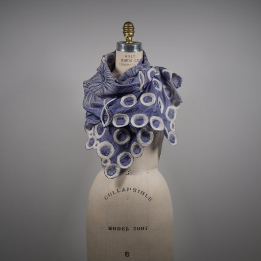 Lavender Silk Scarf with Geometric Felt Ornaments